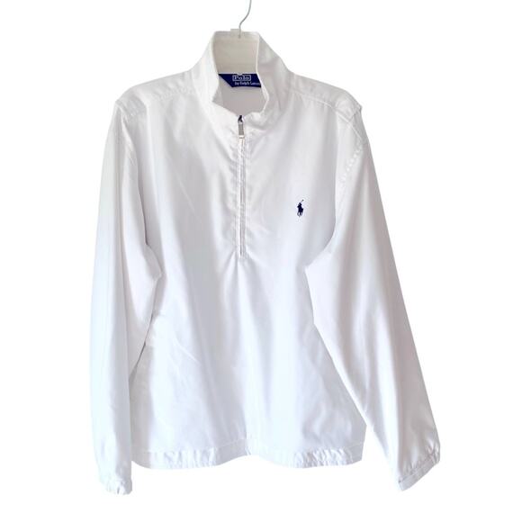 Vintage Polo Ralph Lauren White Quarter Zip Jacket Windbreaker size large - Picture 1 of 11